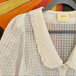 Anthropologie White Button Down Blouse Sz 12